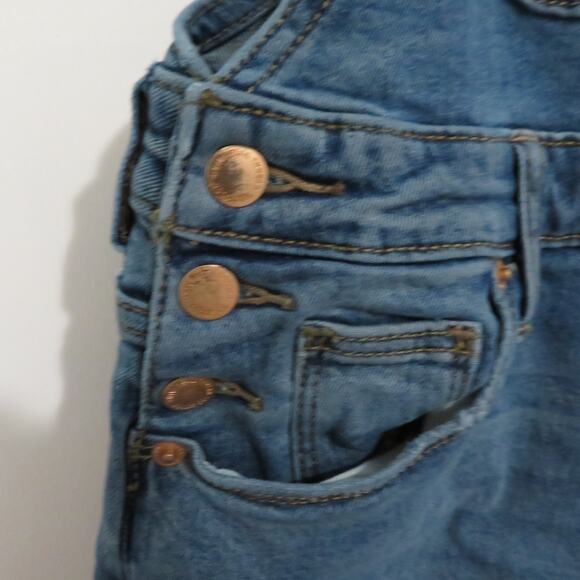 Universal Thread Womens Sz 25R Blue Denim Overalls Front Pockets Cross Back - Picture 4 of 6